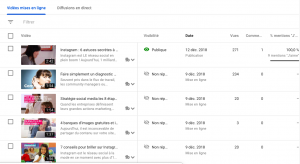 suivie des vidéos youtube dans studio