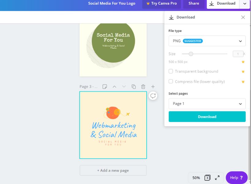 Téléchargez votre logo sur Canva