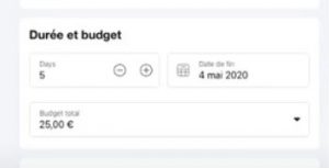 sélectionnez votre budget publicitaire facebook