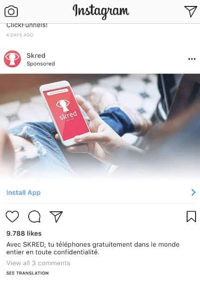 exemple publicité instagram
