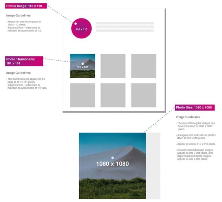 infographie taille instagram feed 768x700