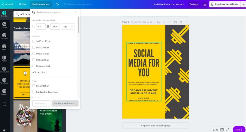 créer votre poster facilement et gratuitement sur canva