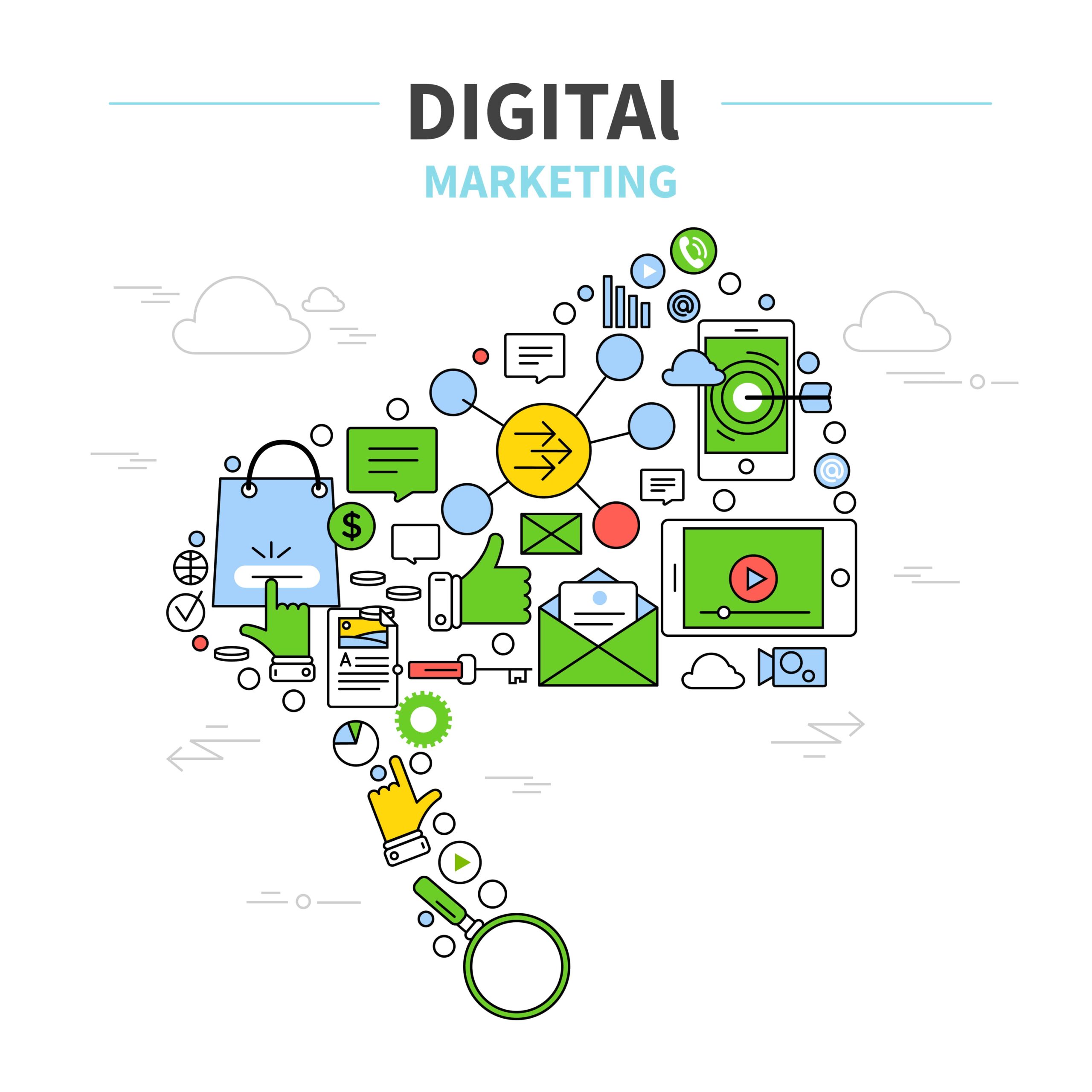 Illustration de concepts de marketing digital.