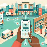 Illustration d'un commerce omnicanal : mobile, web et magasin physique